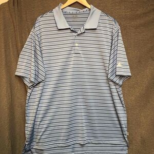 Adidas Blue Striped Pattern Short Sleeve Mens Polo Shirt XL